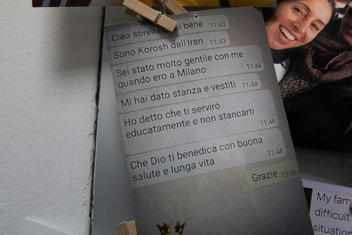 Milano, il messaggio di ringraziamento di un migrante assistito dai volontari di Rete Milano, associazione che supporta le persone migranti "in transito" (Foto di Marta Facchini)