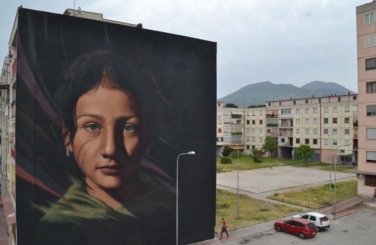 Ponticelli (Napoli), un murales dello street artist Jorit (Facebook)