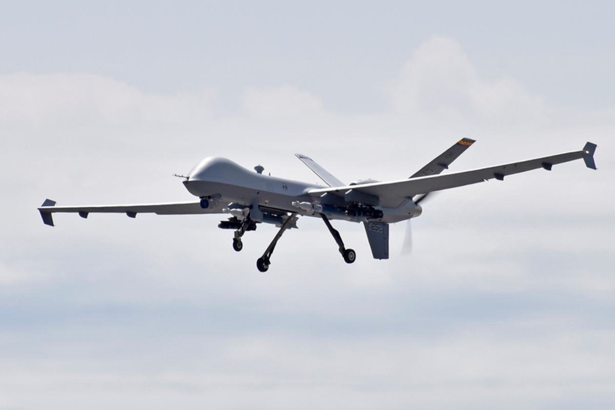 Un drone Reaper in un volo di esercitazione. Credits: Wikipedia