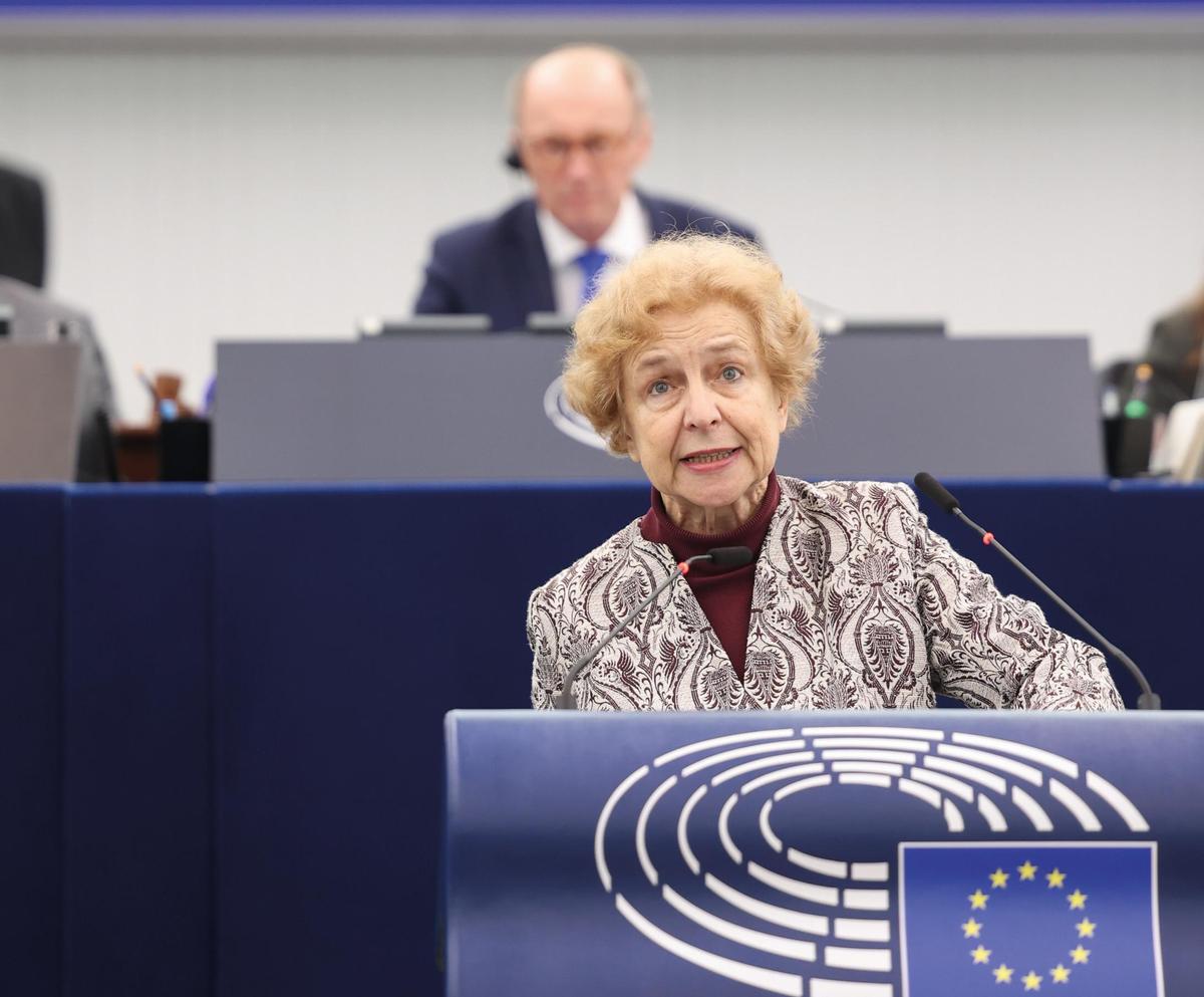 Strasburgo, 6 febbraio 2024. L'eurodeputata lettone Tatjana Ždanoka, accusata di essere un'agente in contatto con i servizi segreti russi (Alexis Haulot/Ue)